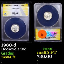 ANACS 1960-d Roosevelt Dime 10c Graded ms64 ft By ANACS