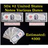 Image 1 : 50x $2 Circulated Red Seal United States Note Various Dates