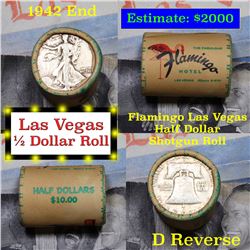 ***Auction Highlight*** Old Casino 50c Roll $10 Halves Flamingo Hotel Vegas 1942 Walker & 'D' Frankl