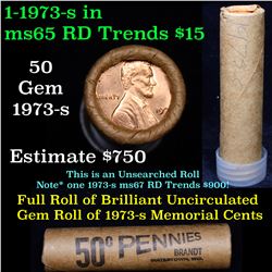 Uncirculated Shotgun Lincoln 1c roll, 1973-s 50 pcs Brandt Wrapper