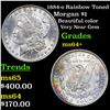 Image 1 : 1884-o Rainbow Toned Morgan Dollar $1 Grades Choice+ Unc