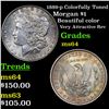Image 1 : 1889-p Colorfully Toned Morgan Dollar $1 Grades Choice Unc