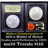 Image 1 : 2011-s Medal of Honor Modern Commem Dollar $1 Graded ms70, Perfection By USCG