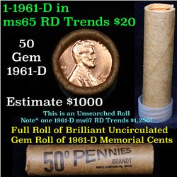 Shotgun Lincoln 1c roll, 1961-d 50 pcs Brandt Wrapper