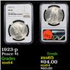 Image 1 : NGC 1923-p Peace Dollar $1 Graded ms64 By NGC
