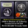 Image 1 : Proof 1986-s Statue of Liberty Modern Commem Dollar $1 Graded GEM++ Proof Deep Cameo By USCG