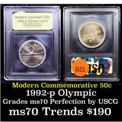 1992-p Olympics Modern Commem Half Dollar 50c Graded ms70, Perfection By USCG