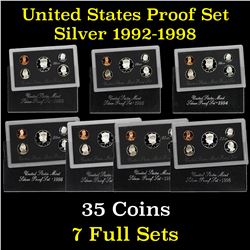 Group of 7 United States Silver Proof Sets 1992-1998 35 coins