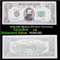 1934 $20 Motion Picture Currency Grades CU