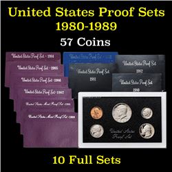 Group of 10 United States Proof Sets 1980-1989 57 coins