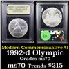 Image 1 : 1992-d Olympics Modern Commem Dollar $1 Graded ms70, Perfection By USCG