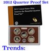 Image 1 : 2012 United States Quarters America the Beautiful Proof Set - 5 pc set