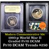 Image 1 : Proof 1991-1995-p WWII Modern Commem Half Dollar 50c Graded GEM++ Proof Deep Cameo By USCG