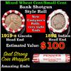 Image 1 : Mixed small cents 1c orig shotgun roll, 1919-s Wheat Cent, 1898 Indian Cent other end