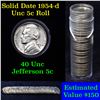 Image 1 : Solid Date 1954-d Uncirculated Roll Of Jefferson Nickels