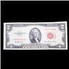 Image 2 : *Star Note* 1953 $2 Red Seal United States Note Grades AU, Almost Unc