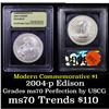 Image 1 : 2004-p Edison Modern Commem Dollar $1 Graded ms70, Perfection By USCG