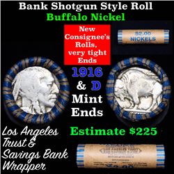 Buffalo Nickel Shotgun Roll in Old Bank Style 'Los Angeles Trust And SavingsBank'  Wrapper 1916 & d 