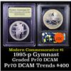 Image 1 : Proof 1995-p Olympic Gymnast Modern Commem Dollar $1 Graded GEM++ Proof Deep Cameo By USCG