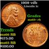 Image 1 : 1909 vdb Lincoln Cent 1c Grades Gem+ Unc RB