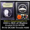 Image 1 : Proof 1993-s Bill Of Rights Modern Commem Dollar $1 Graded GEM++ Proof Deep Cameo By USCG
