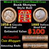Image 1 : Mixed small cents 1c orig shotgun roll, 1917-s Wheat Cent, 1895 Indian Cent other end, McDonalds Wra