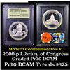 Image 1 : Proof 2000-p Library Of Congress Modern Commem Dollar $1 Graded GEM++ Proof Deep Cameo By USCG
