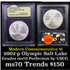 Image 1 : 2002-p Olympic Salt Lake Modern Commem Dollar $1 Graded ms70, Perfection By USCG