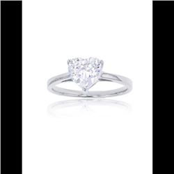 Decadance Sterling Silver 10mm Heart Solitare Rhodium Ring. Ring Size 8