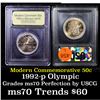 Image 1 : 1992-p Olympics Modern Commem Half Dollar 50c Graded ms70, Perfection By USCG