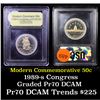 Image 1 : Proof 1989-S Congress Modern Commem Half Dollar 50c Graded GEM++ Proof Deep Cameo By USCG