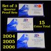 Image 1 : Group of 3 United State Proof Quarter Sets 2004-2006 15 coins