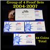 Image 1 : Group of 4 United States Proof Sets 2004-2007 44 Coins