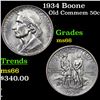 Image 1 : 1934 Boone Old Commem Half Dollar 50c Grades GEM+ Unc