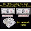 Image 1 : 50x $2 Circulated Red Seal United States Note Various Dates