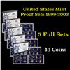 Image 1 : Group of 5 United States Proof Sets 1999-2003 49 coins