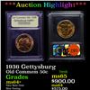 Image 1 : ***Auction Highlight*** 1936 Gettysburg Old Commem Half Dollar 50c Graded Choice+ Unc By USCG (fc)