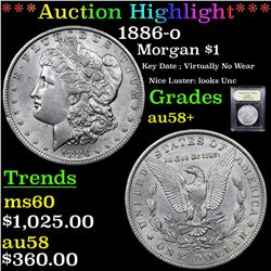 ***Auction Highlight*** 1886-o Morgan Dollar $1 Graded Choice AU/BU Slider+ By USCG (fc)
