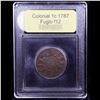 Image 4 : ***Auction Highlight*** 1787 Fugio Colonial Cent 1c Graded f, fine BY USCG (fc)