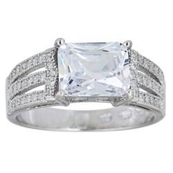 Decadance Sterling Silver Emerald 3 Strand Engagement Ring. Ring Size 8