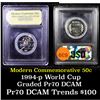 Image 1 : Proof 1994-P World Cup Modern Commem Half Dollar 50c Graded GEM++ Proof Deep Cameo By USCG