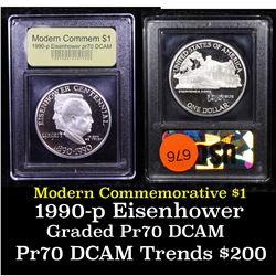 Proof 1990-p Eisenhower Modern Commem Dollar $1 Graded GEM++ Proof Deep Cameo By USCG