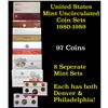 Image 1 : Group of 8 United States Mint Uncurculated Coin Sets In Original Government Packaging 1980-1989 86 c