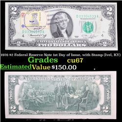 1976 $2 Federal Reserve Note 1st Day of Issue, with Stamp (Ivel, KY) Grades Gem++ CU