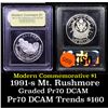 Image 1 : Proof 1991-S Mount Rushmore Modern Commem Dollar $1 Graded GEM++ Proof Deep Cameo By USCG