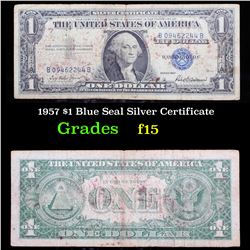 1957 $1 Blue Seal Silver Certificate Grades f+