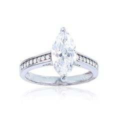 Decadance Sterling Silver 5mm Round Cut Wedding Set w/ Multi Cut Bands. Ring Size 8