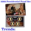 Image 1 : 2008 PRESIDENTIAL Dollar Proof Set DEEP CAMEO Mint Coins w/coa