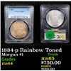 Image 1 : PCGS 1884-p Rainbow Toned Morgan Dollar $1 Graded ms64 By PCGS