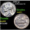 Image 1 : 1961-p Jefferson Nickel 5c Grades GEM+ Unc
